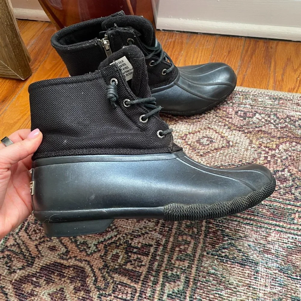 Sperry Women's Waterproof Saltwater Duck Winter Boots Black Size 8.5